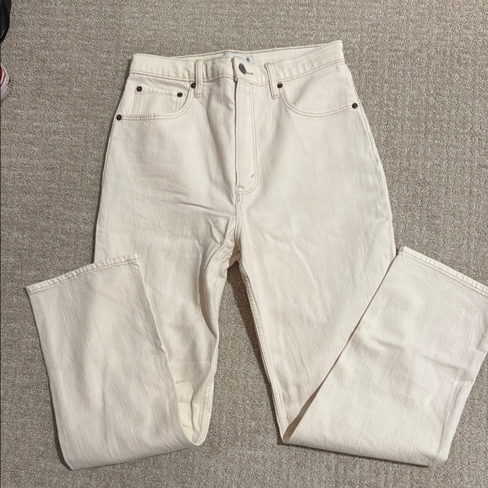 ABERCROMBIE Cream High-Waisted Jeans